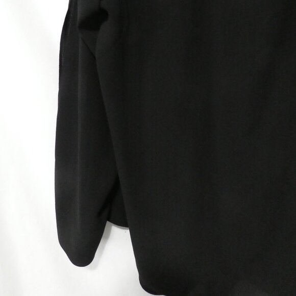 RACHEL - RACHEL ROY | 2X | Elegant Sheer Black V-Neck Blouse | Twist Knot Front - Picture 11 of 13